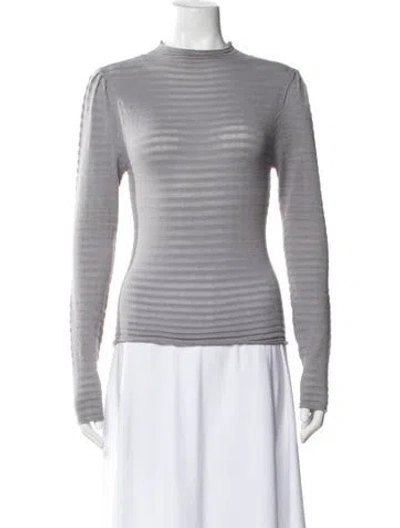 Pre-owned Rolla's Mock Neck Long Sleeve Top In Gray