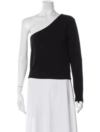 Pre-owned Rolla's One-shoulder Long Sleeve Top In Black