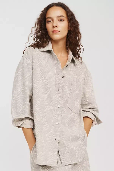 Rolla's Oversized Denim Shirt Jacket In Grey