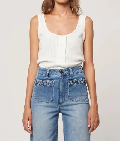 Rolla's Paloma Button Pointelle Tank In Cloud In White