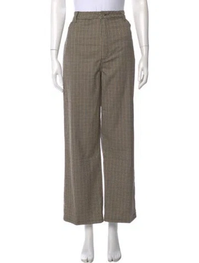 Pre-owned Rolla's Plaid Print Wide Leg Pants In Neutral