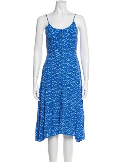 Pre-owned Rolla's Polka Dot Print Midi Length Dress In Blue