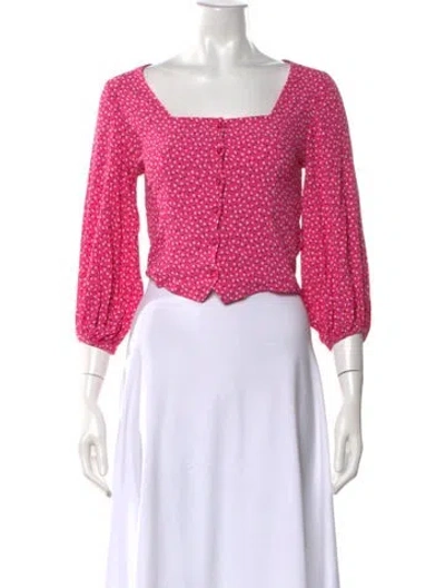 Pre-owned Rolla's Polka Dot Print Square Neckline Blouse In Pink