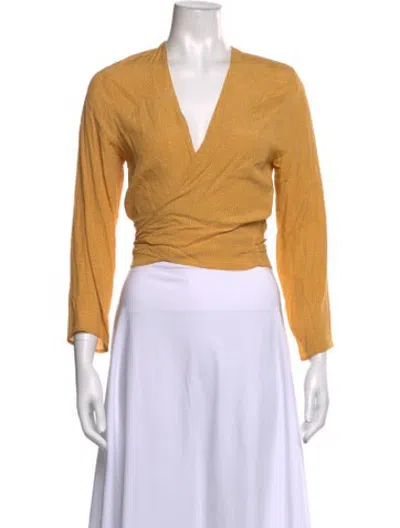 Pre-owned Rolla's Polka Dot Print V-neck Blouse In Yellow
