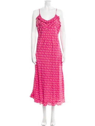 Pre-owned Rolla's Printed Midi Length Dress In Pink