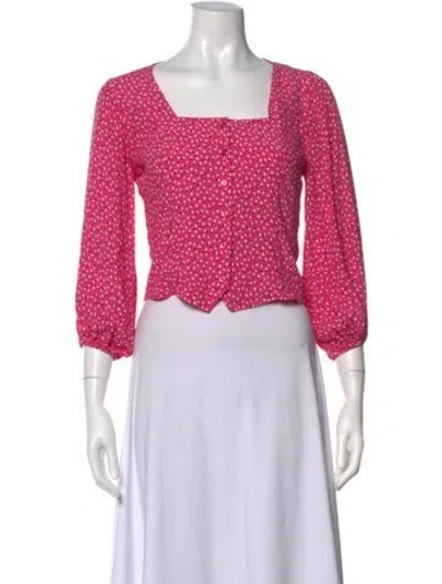 Pre-owned Rolla's Printed Square Neckline Top In Pink