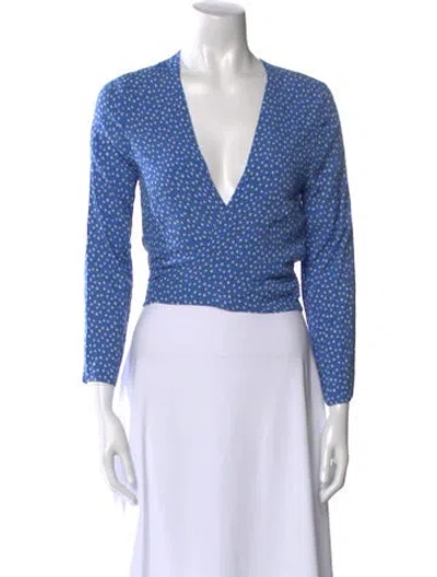 Pre-owned Rolla's Printed V-neck Crop Top In Blue