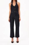 Rolla's Darkstone Halter Neck Denim Jumpsuit In Dark Vintage Indigo