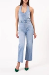 Rolla's Denim Halter Ankle Bootcut Jumpsuit In Ranch