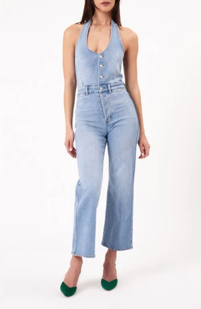 Rolla's Denim Halter Ankle Bootcut Jumpsuit In Ranch