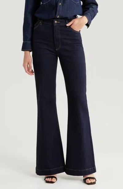 Rolla's East Coast Ava High Waist Flare Leg Jeans In Rinse Denim