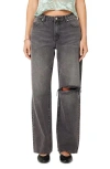 Rolla's Kate Distressed Ripped Nonstretch Baggy Jeans In Worn Black
