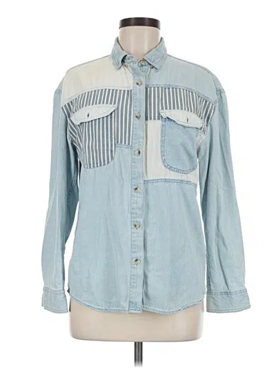 Pre-owned Rolla's Long Sleeve Button Down Shirt In Blue