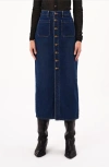 Rolla's Sailor Button Front Denim Midi Skirt In Dark Vintage Indigo