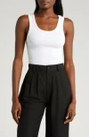 Rolla's Toni Stretch Organic Cotton Ribbed Crop Tank In White