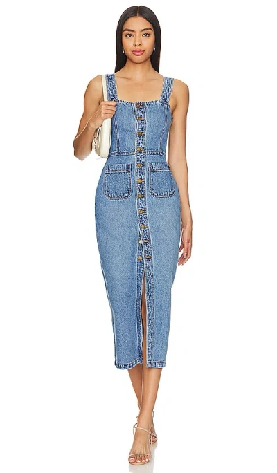 Rolla's Sailor Denim Midi Dress In Mid Blue