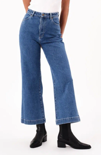 Rolla's Sailor Scoop Breaker Wide Leg Ankle Jeans In Mid Vintage Blue