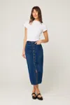Rolla's Sailor Button Front Denim Midi Skirt In Dark Stone