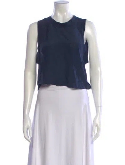 Pre-owned Rolla's Silk Crew Neck Crop Top In Blue