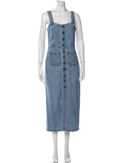Pre-owned Rolla's Square Neckline Midi Length Dress In Blue