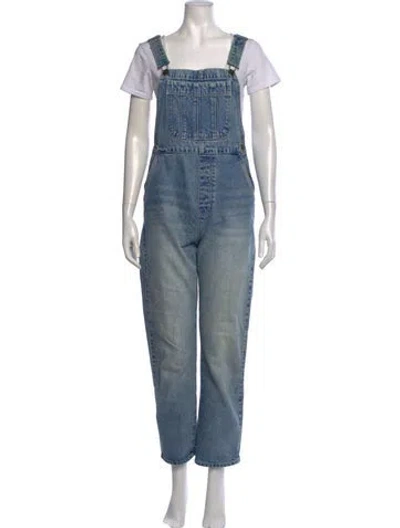 Pre-owned Rolla's Square Neckline Overalls In Blue