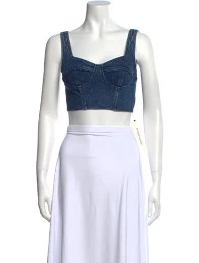 Pre-owned Rolla's Square Neckline Sleeveless Crop Top W/ Tags In Blue