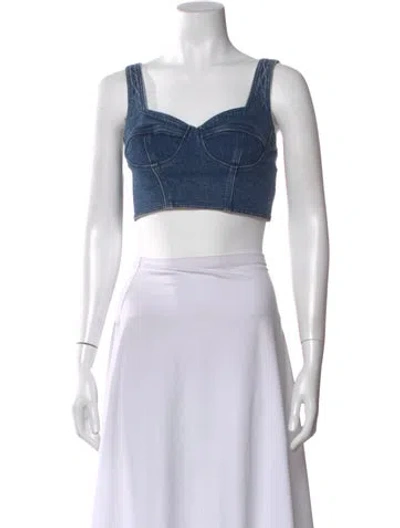 Pre-owned Rolla's Square Neckline Sleeveless Crop Top W/ Tags In Blue