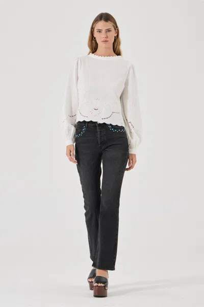 Rolla's Stephanie Blouse Embroidered In Black