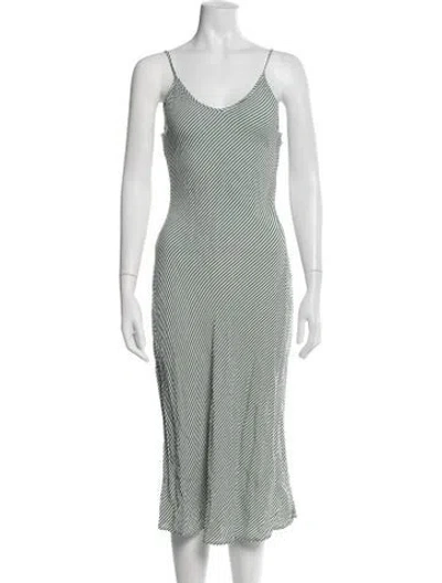 Pre-owned Rolla's Striped Midi Length Dress In Green