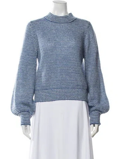 Pre-owned Rolla's Striped Mock Neck Sweater In Blue