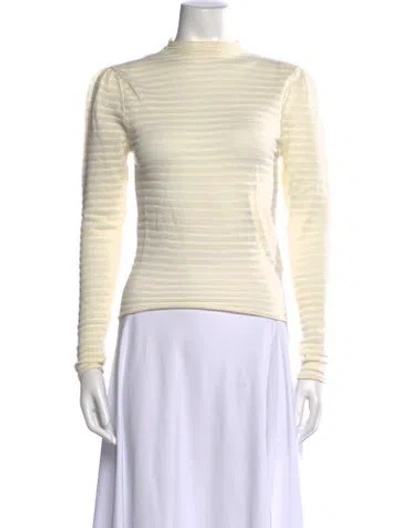 Pre-owned Rolla's Striped Mock Neck Top In Neutral
