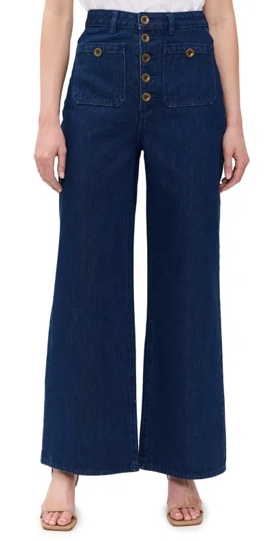 Rolla's Studio Flare Lou Jeans In Dark Vintage Blue