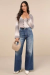 Rolla's Studio Flare Medium Wash Wide-leg High Rise Jeans In Blue