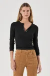 Rolla's Studio Henley Long Sleeve Top In Black