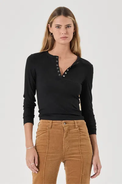 Rolla's Studio Henley Long Sleeve Top In Black