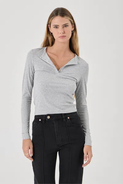 Rolla's Studio Henley Long Sleeve Top In Gray