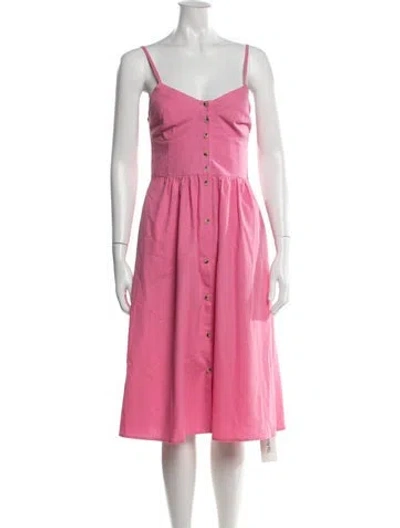 Pre-owned Rolla's V-neck Midi Length Dress In Pink
