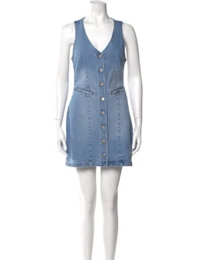 Pre-owned Rolla's V-neck Mini Dress In Blue