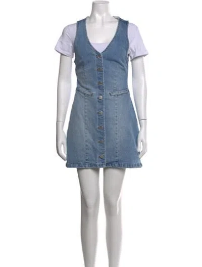 Pre-owned Rolla's V-neck Mini Dress In Blue
