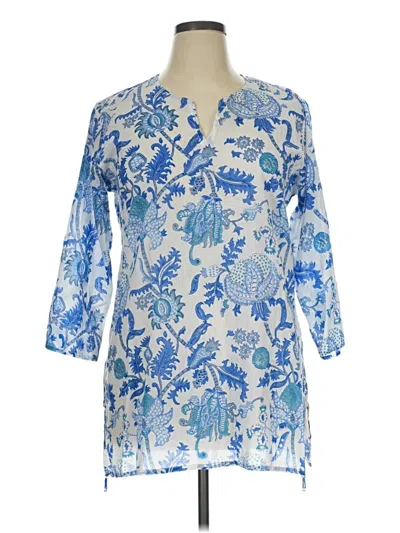 Pre-owned Roller Rabbit 3/4 Sleeve Blouse In Blue
