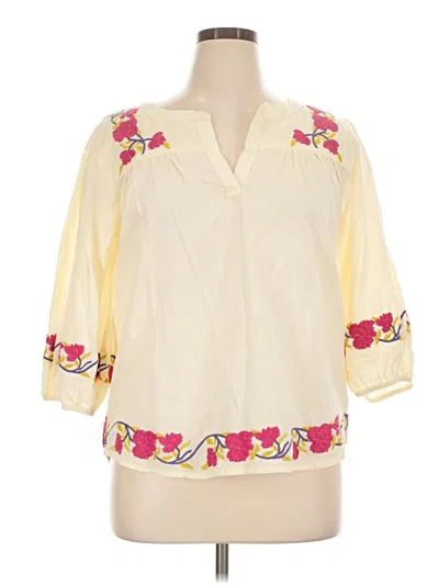 Pre-owned Roller Rabbit 3/4 Sleeve Blouse In Ivory