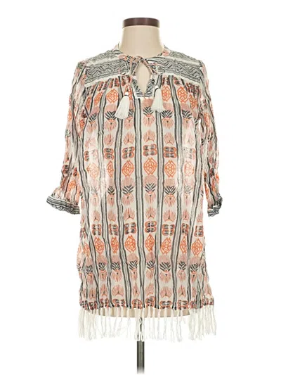 Pre-owned Roller Rabbit 3/4 Sleeve Blouse In Orange