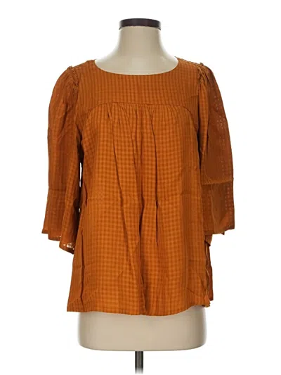Pre-owned Roller Rabbit 3/4 Sleeve Blouse In Orange