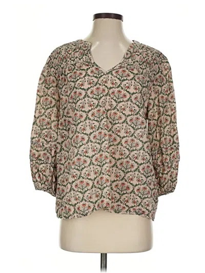 Pre-owned Roller Rabbit 3/4 Sleeve Blouse In Tan
