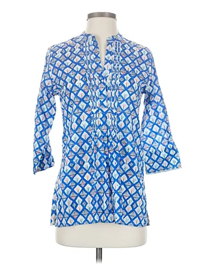 Pre-owned Roller Rabbit 3/4 Sleeve Button Down Shirt In Blue