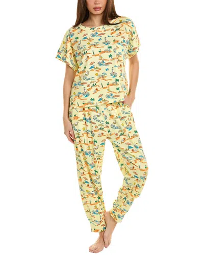 Roller Rabbit Beach Party Tee Pajama Set In Yellow