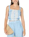 Roller Rabbit Gingham Miley Top In Blue