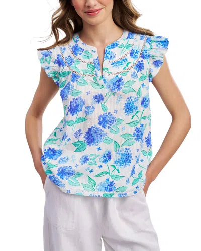 Roller Rabbit Hydrangea Emerson Top In Blue
