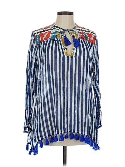 Pre-owned Roller Rabbit Long Sleeve Blouse In Blue