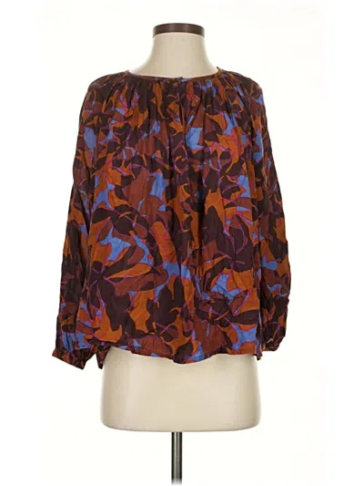 Pre-owned Roller Rabbit Long Sleeve Blouse In Brown